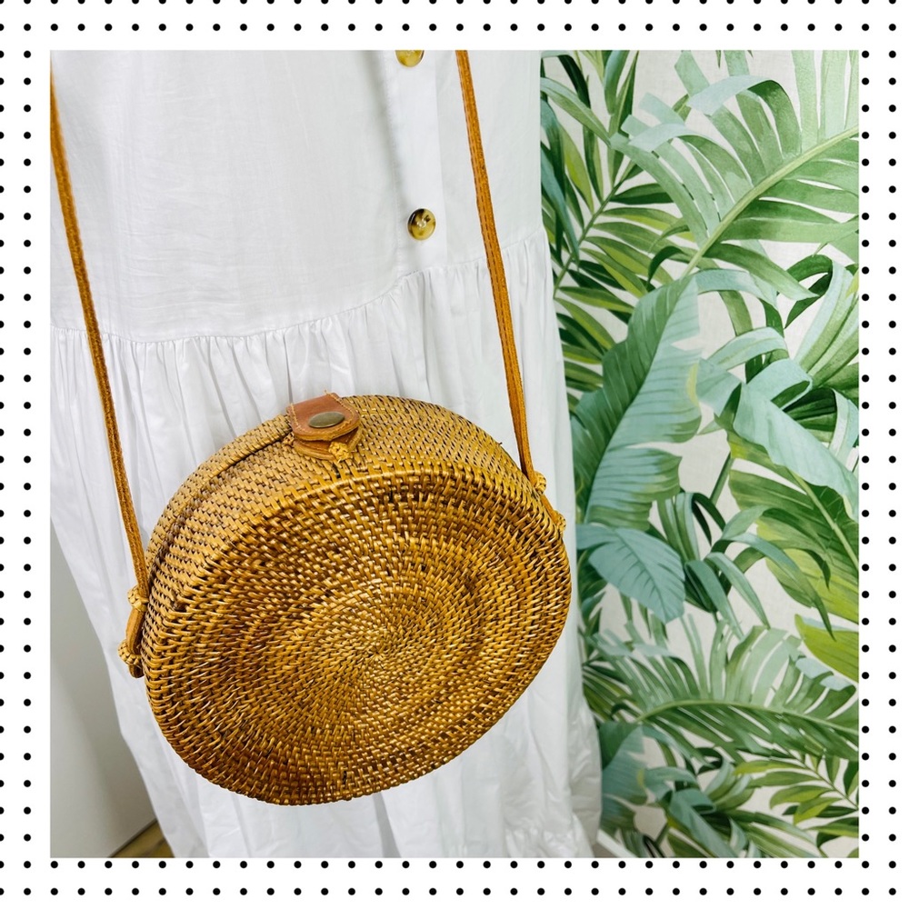 NEW Nell - Round Woven Bamboo shoulder bag